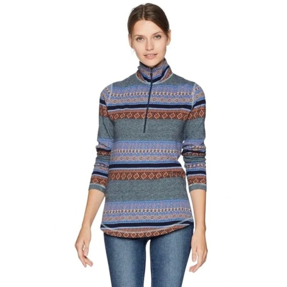 Woolrich Mile Run Half Zip II Pullover Sweater Womens Small Fair Isle Aztec